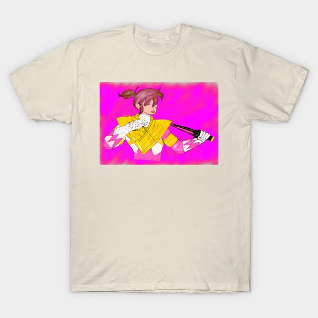 Pink Ranger Dragon Shield (neon glow) T-Shirt by mattmall